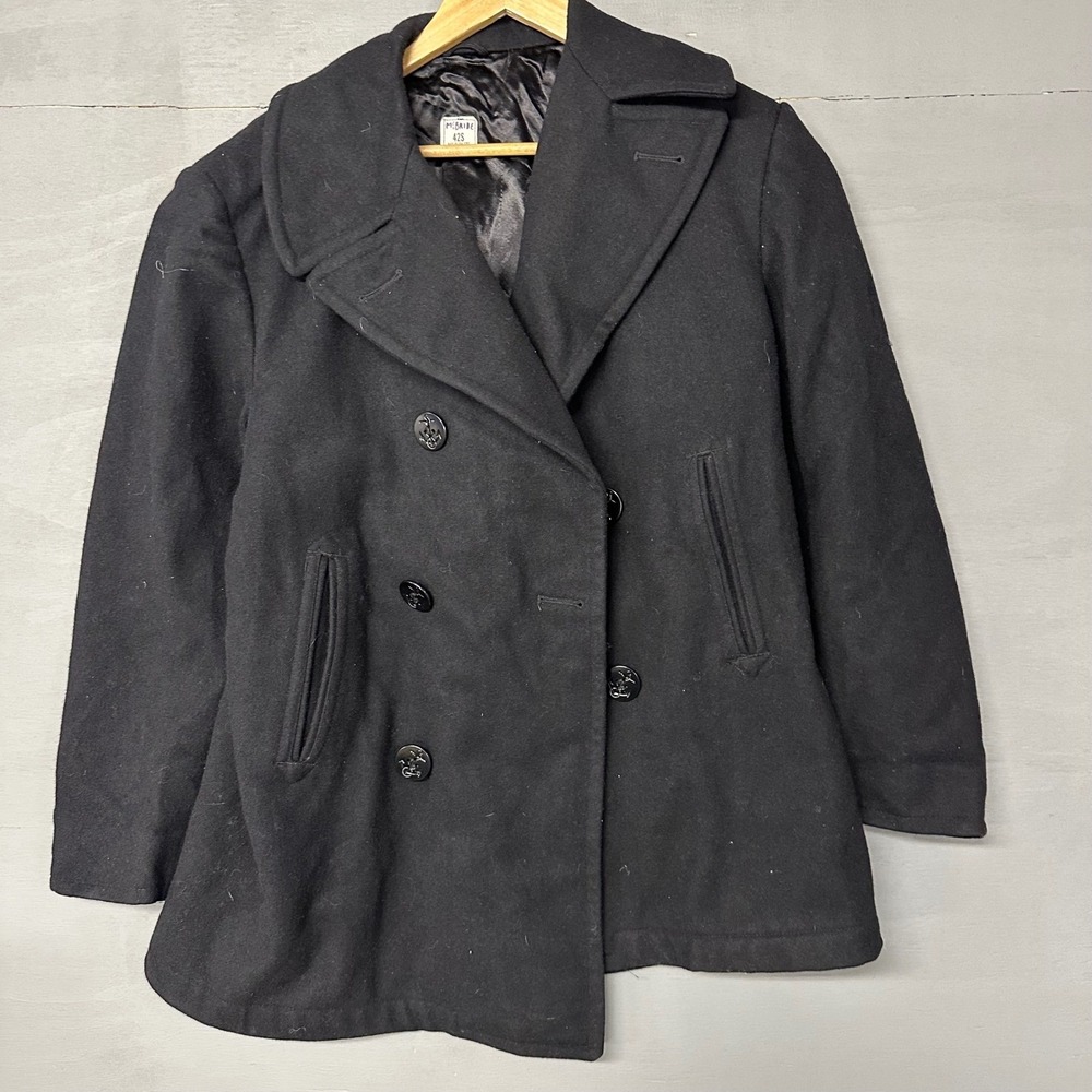 Vintage US‎ Navy Style Wool Peacoat Mens 42S Double Breasted Anchor Buttons